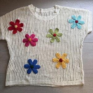 Urchics Women Crochet Top Cover Up White Flowers